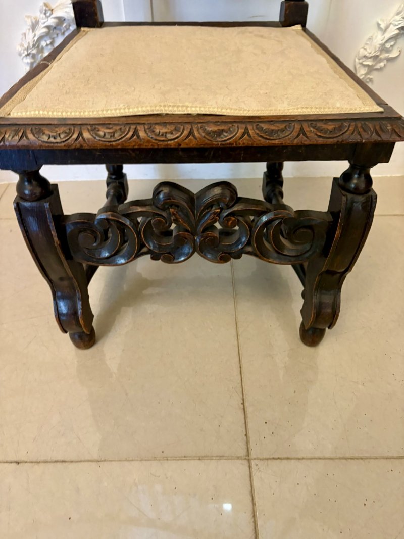 Antique Victorian Quality Set of 4 Carved Oak Dining Chairs